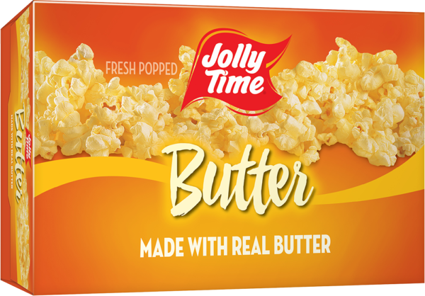 Jolly Time Butter Microwave Popcorn. A classic buttery popcorn flavor made with the trans-fat free Smart Balance oil blend.