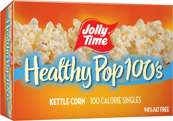 Jolly Time Healthy Pop Kettle Corn Microwave Popcorn Mini Bags. 94% fat free, 100 calorie popcorn endorsed by Weight Watchers.
