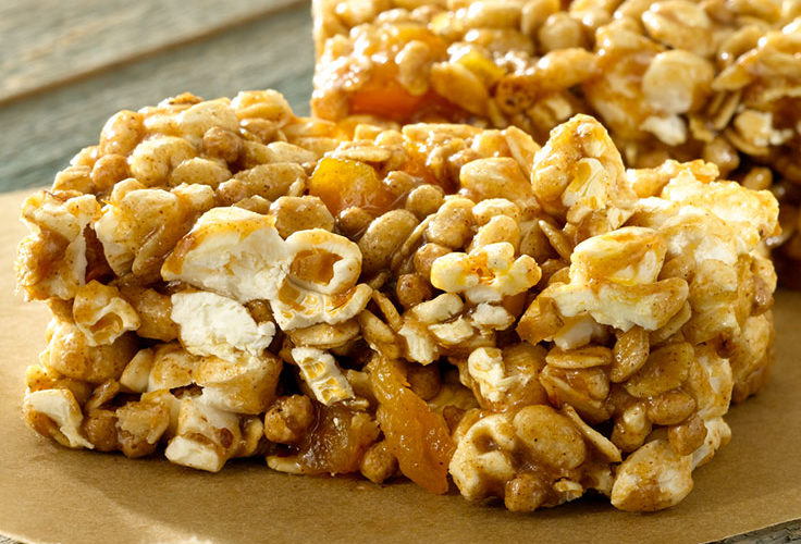 Almond Caramel Popcorn Power Bars