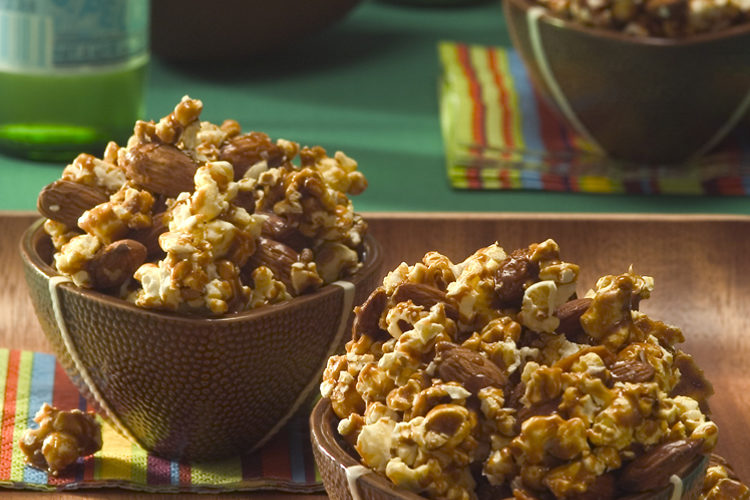 Caramel Almond Popcorn Clusters