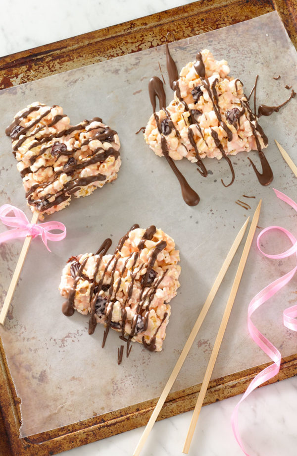 Cherry Chocolate Popcorn Heart Bouquets