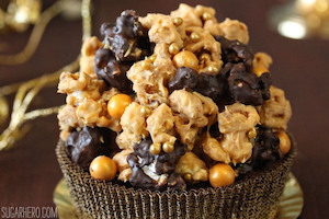 Double Caramel Popcorn Brownies