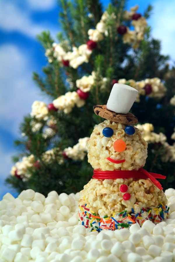 Holiday Popcorn Snowman Craft for Kids