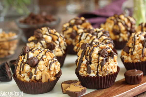 Peanut Butter Cup Popcorn Balls