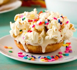 Recipe Image: White Chocolate Funfetti Popcorn Donuts