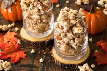 White Chocolate & Pumpkin Pie Spice Popcorn Bites