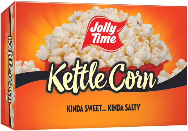 Jolly Time KettleMania Microwave Popcorn. Sweet and salty gourmet kettle corn flavor with Insta-Bowl popping bags. Popcorn Product: Sweet & Savory Kettle Corn