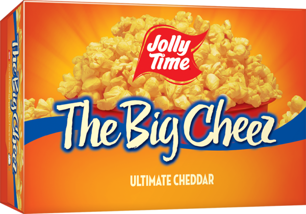 Jolly Time The Big Cheez Microwave Popcorn. A gourmet cheddar cheese flavored popcorn containing gluten-free, non-GMO kernels.