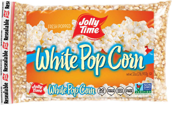 JOLLY TIME White Unpopped Popcorn Kernels. Tender white natural flavor butterfly kernels for stovetop popping or air poppers. Popcorn Product: Kernels White Popcorn Kernels