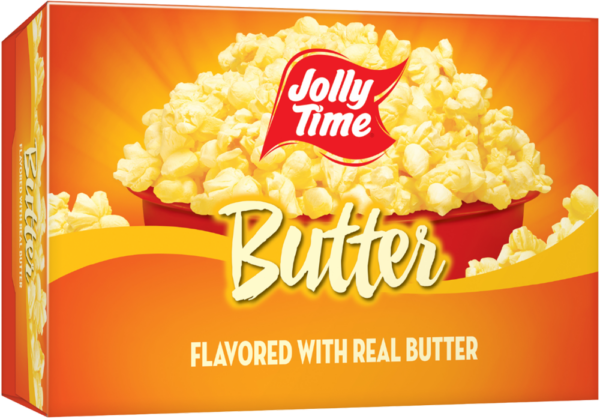 Jolly Time Butter Microwave Popcorn. A classic buttery popcorn flavor made with the trans-fat free Smart Balance oil blend. Popcorn Product: Microwave Classics Butter